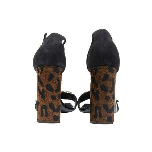 Giuseppe Zanotti 2017 Sabine Black Suede Crystal Embellished Leopard Sandal Eu39 - Picture 5 of 7